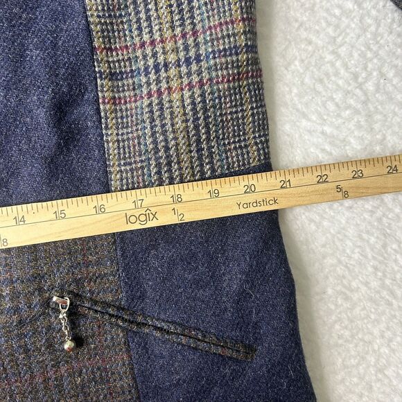 Character Suburban Wear Women’s 12 Wool Color Block Zip Blazer Plaid Blue - Picture 11 of 11